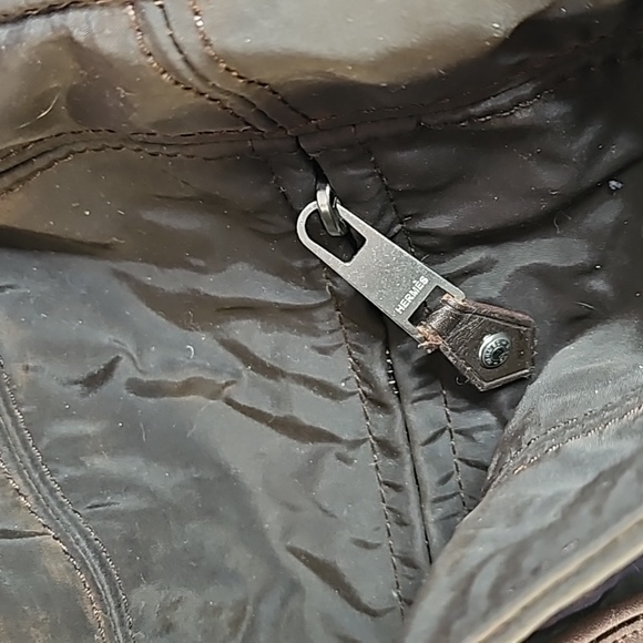 Hermès Brown Nylon Leather Strap Silver Tote Weekender Shoulder Bag Duffle Purse - Picture 5 of 12